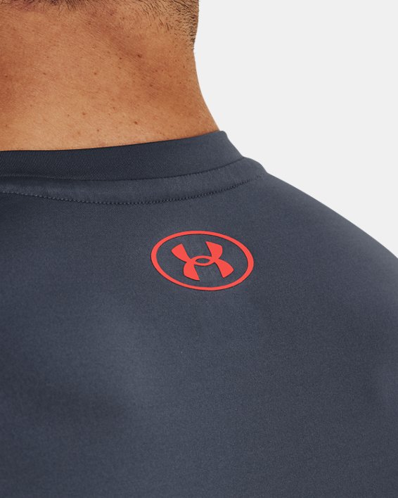 Men's HeatGear® Short Sleeve, Gray, pdpMainDesktop image number 3